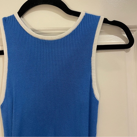 SIZE XS | Women's Cutout Tank Slit Ribbed Bodycon Midi Dress in Blue - Picture 2 of 4